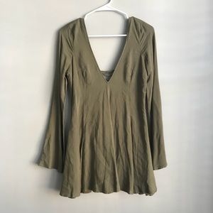 Tobi bell sleeve mini dress olive green